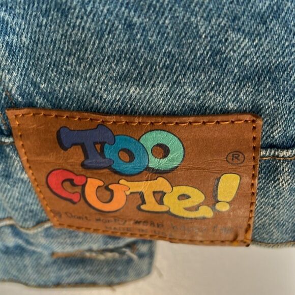 Vintage Too Cute Flintstone Denim Jean Jacket Size 2 Unisex - Picture 7 of 11